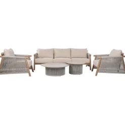 Puutarhakalustesetti Home4You DIANA sohva, 2 nojatuolia ja 2 pöytää, beige