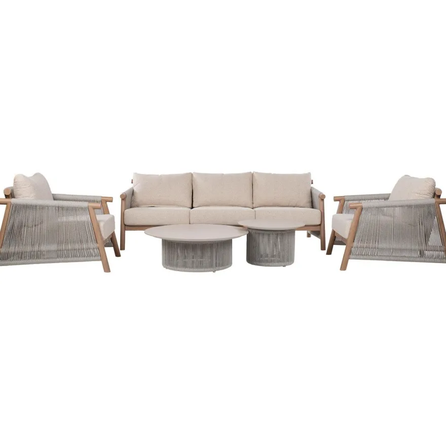 Puutarhakalustesetti Home4You DIANA sohva, 2 nojatuolia ja 2 pöytää, beige