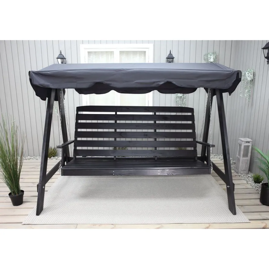 Puutarhakeinu katoksella Baltic Garden Pelle 165cm musta