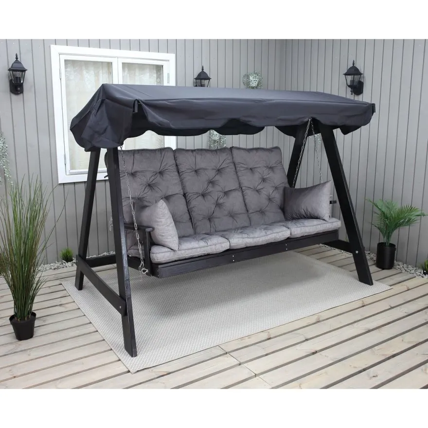 Puutarhakeinu katoksella Baltic Garden Pelle 165cm musta