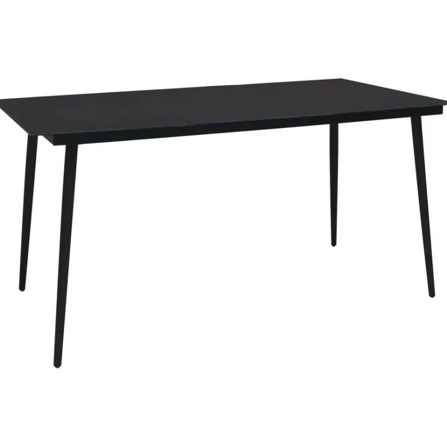 Puutarhan ruokapöytä musta 190x90x74 cm teräs ja lasi
