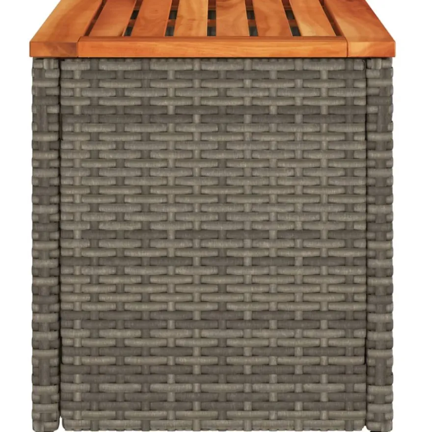Puutarhan sivupöydät 2 kpl harmaa 55x34x37 cm polyrottinki puu