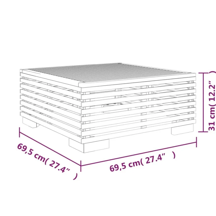 Puutarhan sohvapöytä 69,5x69,5x31 cm, tiikki