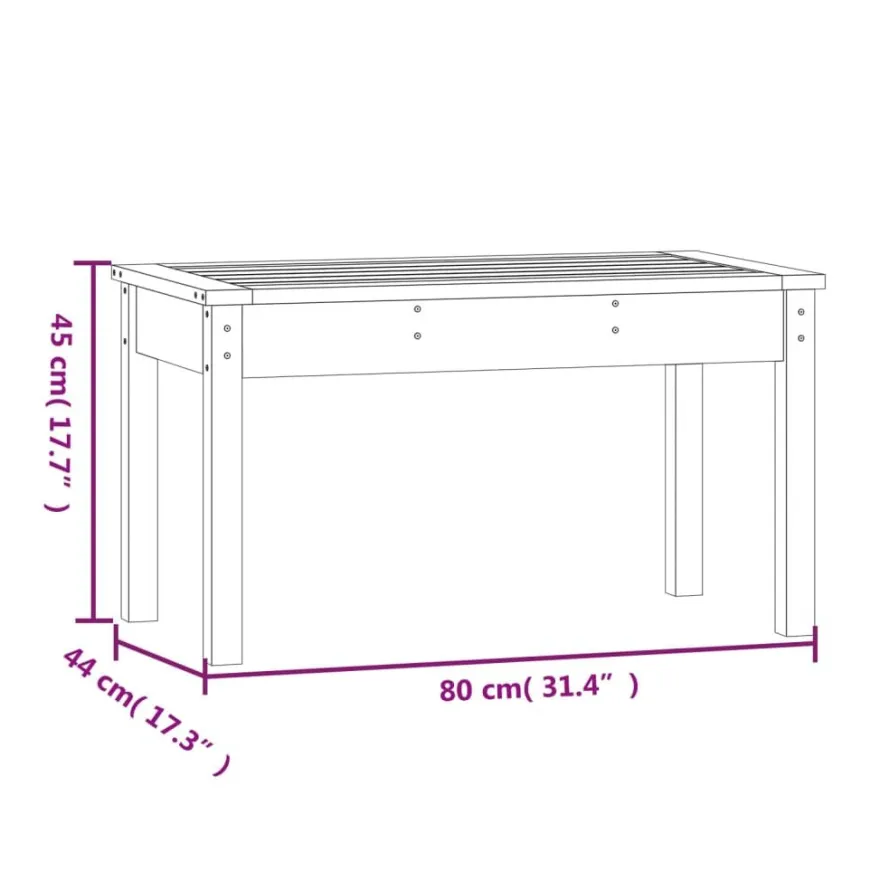 Puutarhapenkki harmaa 80x44x45 cm, mänty