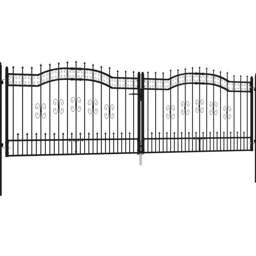 Puutarhaportti keihäskärjilä, 103-406x120-225cm, musta, eri kokoja