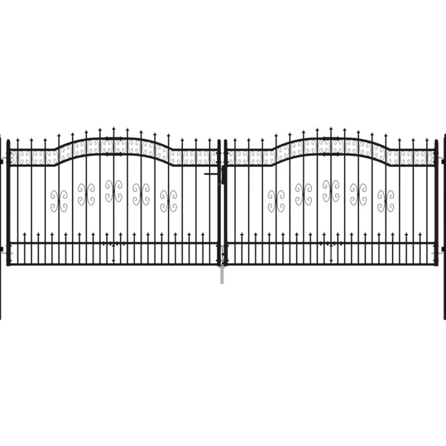 Puutarhaportti keihäskärjilä, 103-406x120-225cm, musta, eri kokoja
