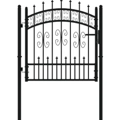 Puutarhaportti keihäskärjilä, 103-406x120-225cm, musta, eri kokoja