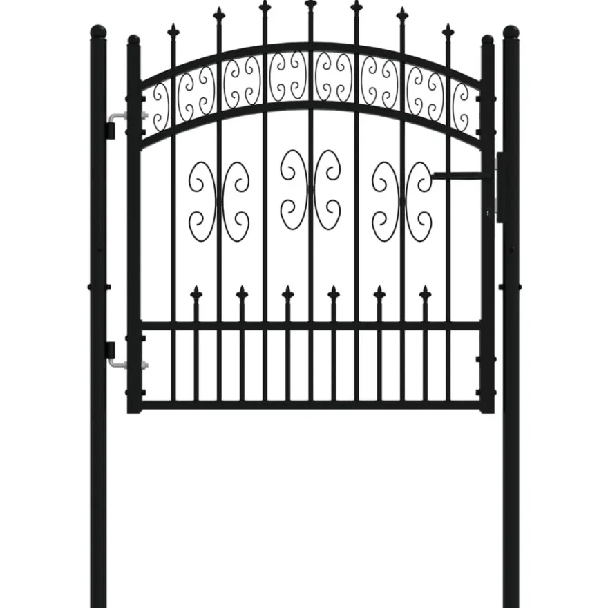 Puutarhaportti keihäskärjilä, 103-406x120-225cm, musta, eri kokoja