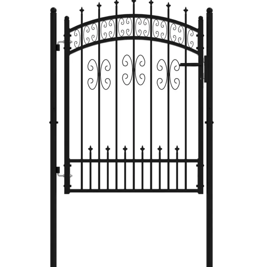 Puutarhaportti keihäskärjilä, 103-406x120-225cm, musta, eri kokoja