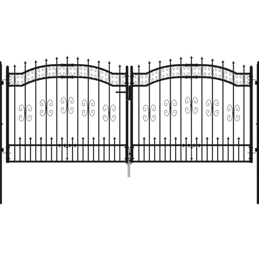 Puutarhaportti keihäskärjilä, 103-406x120-225cm, musta, eri kokoja