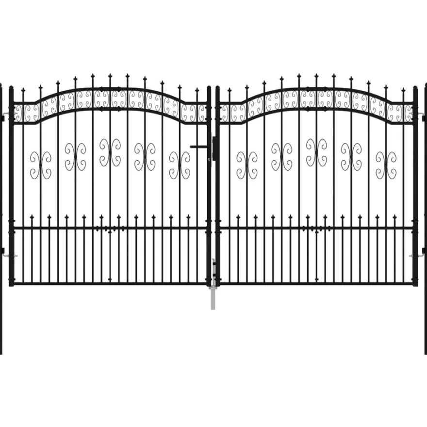 Puutarhaportti keihäskärjilä, 103-406x120-225cm, musta, eri kokoja