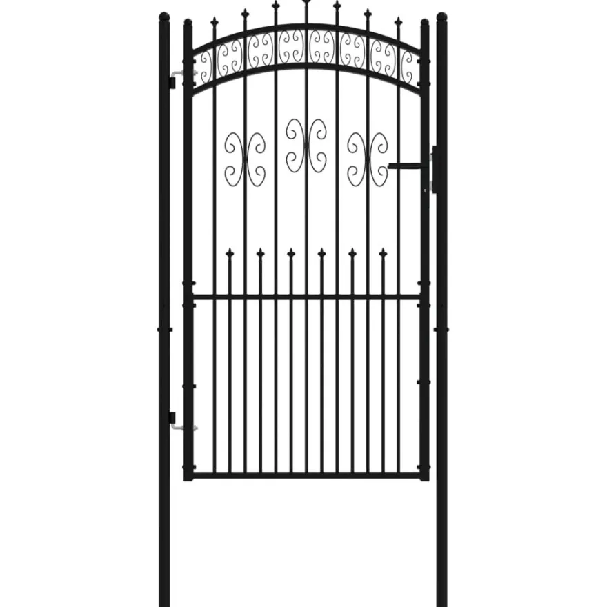 Puutarhaportti keihäskärjilä, 103-406x120-225cm, musta, eri kokoja