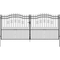 Puutarhaportti keihäskärjilä, 103-406x120-225cm, musta, eri kokoja