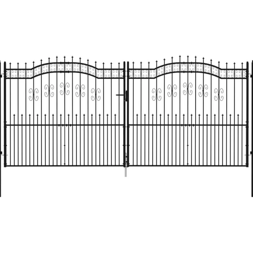 Puutarhaportti keihäskärjilä, 103-406x120-225cm, musta, eri kokoja