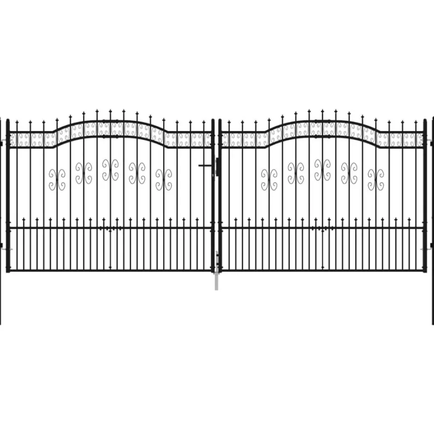 Puutarhaportti keihäskärjilä, 103-406x120-225cm, musta, eri kokoja