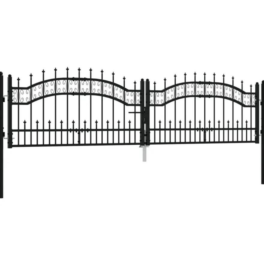 Puutarhaportti keihäskärjilä, 103-406x120-225cm, musta, eri kokoja