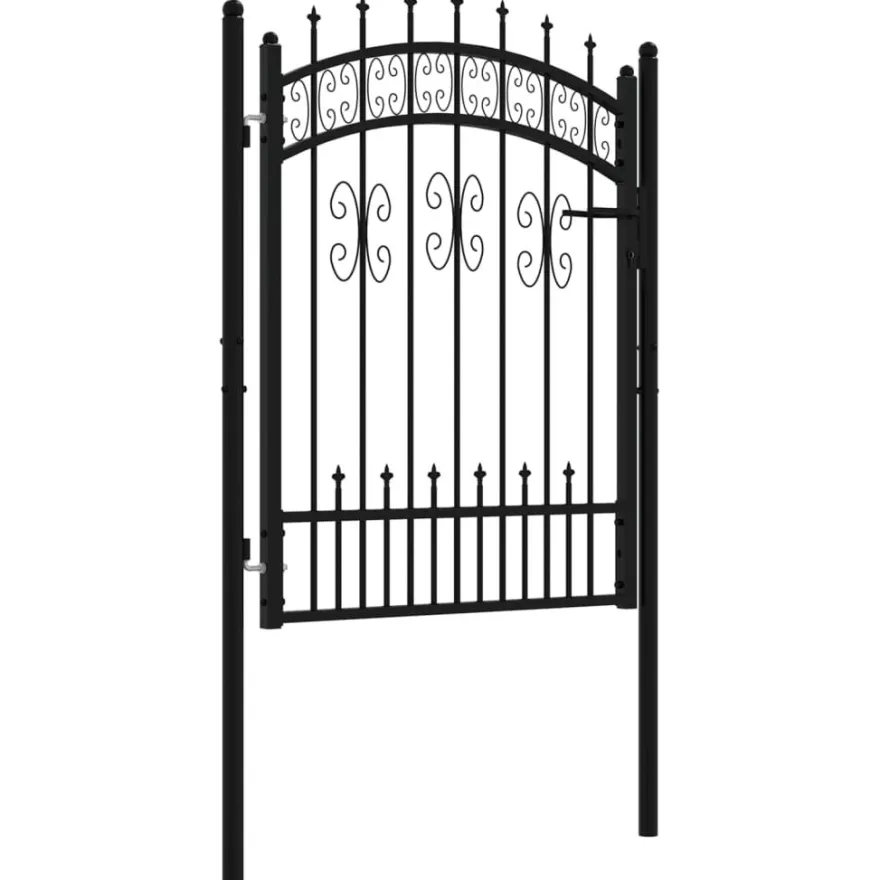 Puutarhaportti keihäskärjilä, 103-406x120-225cm, musta, eri kokoja