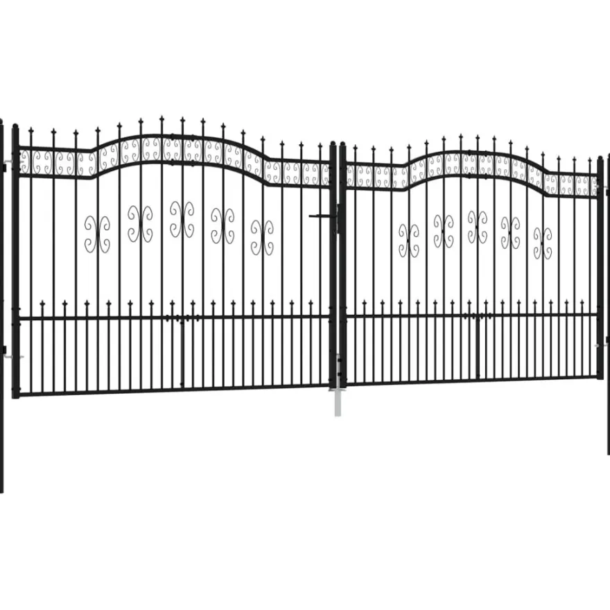 Puutarhaportti keihäskärjilä, 103-406x120-225cm, musta, eri kokoja