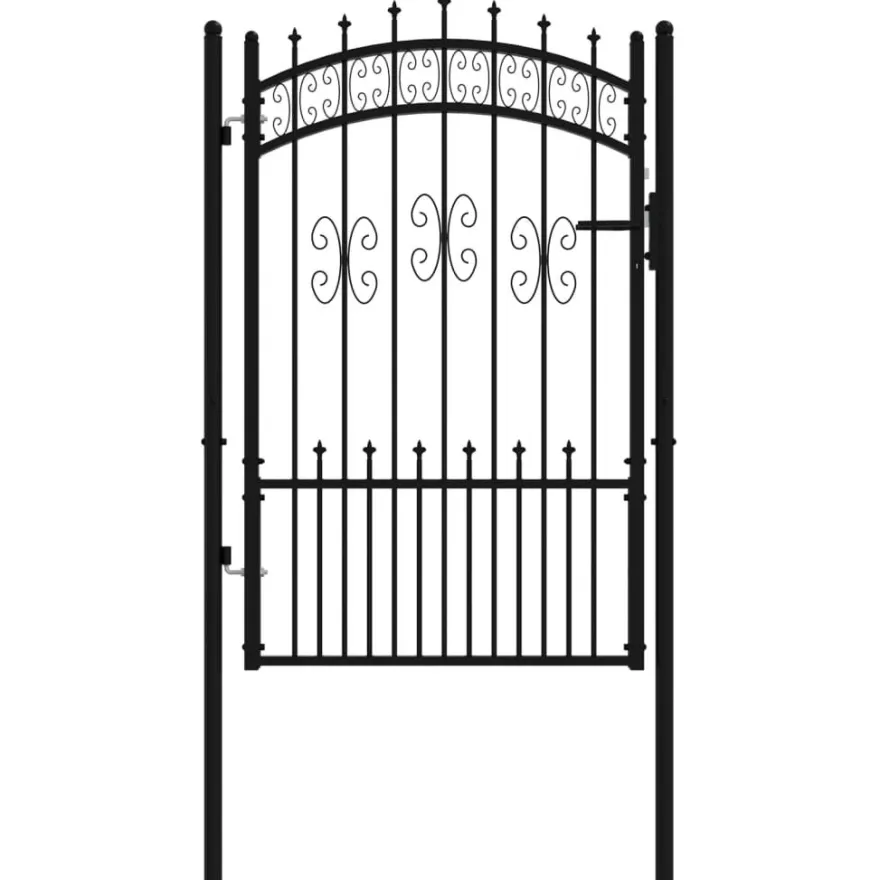 Puutarhaportti keihäskärjilä, 103-406x120-225cm, musta, eri kokoja