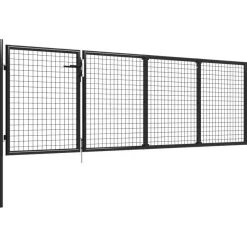 Puutarhaportti, teräs, 350x100cm, antrasiitti