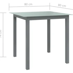 Puutarhapöytä, alumiini ja lasi, eri kokoja