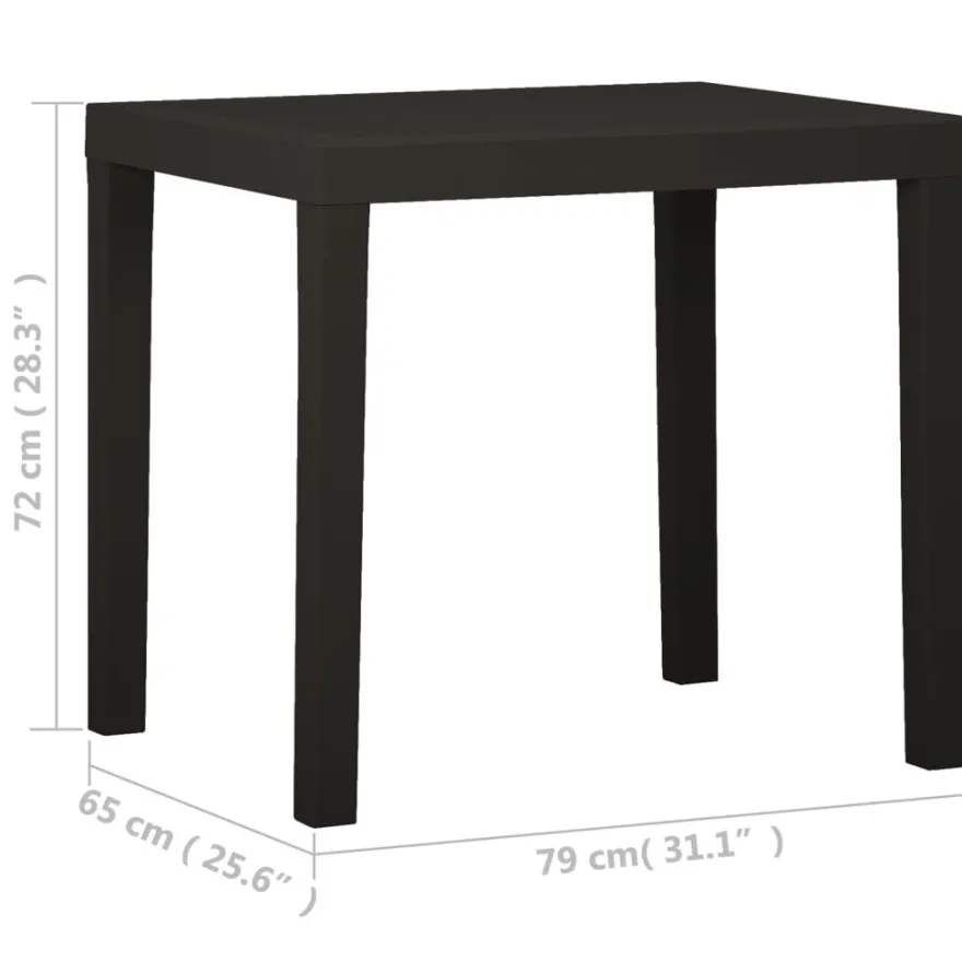 Puutarhapöytä antrasiitti 79x65x72 cm muovi