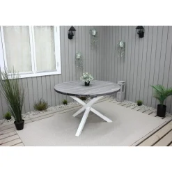 Puutarhapöytä Baltic Garden Scottsdale Ø112cm harmaa/valkoinen
