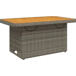 Puutarhapöytä harmaa 90x55x71 cm polyrottinki ja akasiapuu