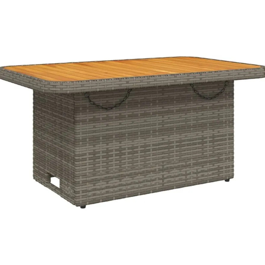 Puutarhapöytä harmaa 90x55x71 cm polyrottinki ja akasiapuu