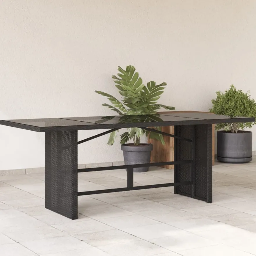 Puutarhapöytä polyrottinki, 190x80x75 cm, eri pöytälevymateriaalit ja värit (33233)