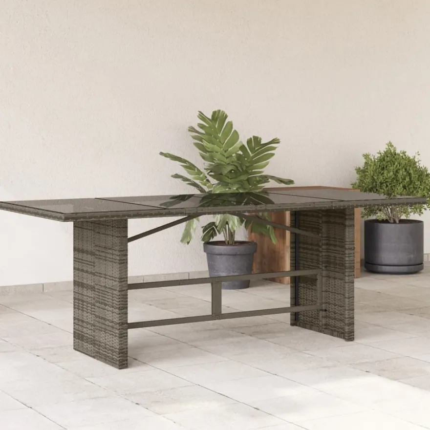 Puutarhapöytä polyrottinki, 190x80x75 cm, eri pöytälevymateriaalit ja värit (33233)