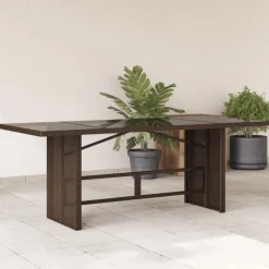 Puutarhapöytä polyrottinki, 190x80x75 cm, eri pöytälevymateriaalit ja värit (33233)