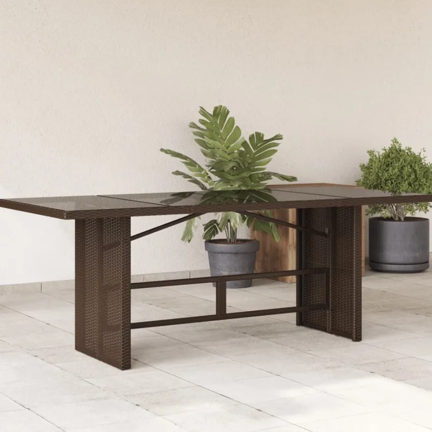 Puutarhapöytä polyrottinki, 190x80x75 cm, eri pöytälevymateriaalit ja värit (33233)