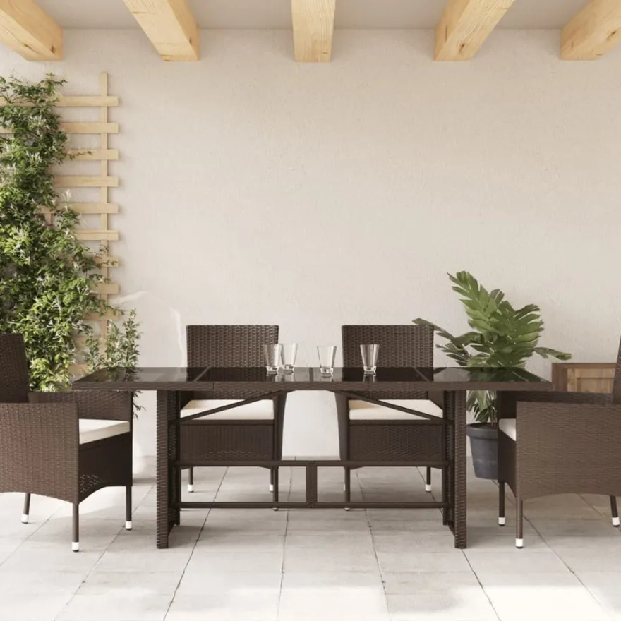Puutarhapöytä polyrottinki, 190x80x75 cm, eri pöytälevymateriaalit ja värit (33233)