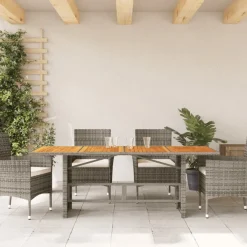 Puutarhapöytä polyrottinki, 190x80x75 cm, eri pöytälevymateriaalit ja värit (33233)