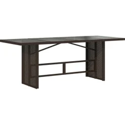 Puutarhapöytä polyrottinki, 190x80x75 cm, eri pöytälevymateriaalit ja värit (33233)