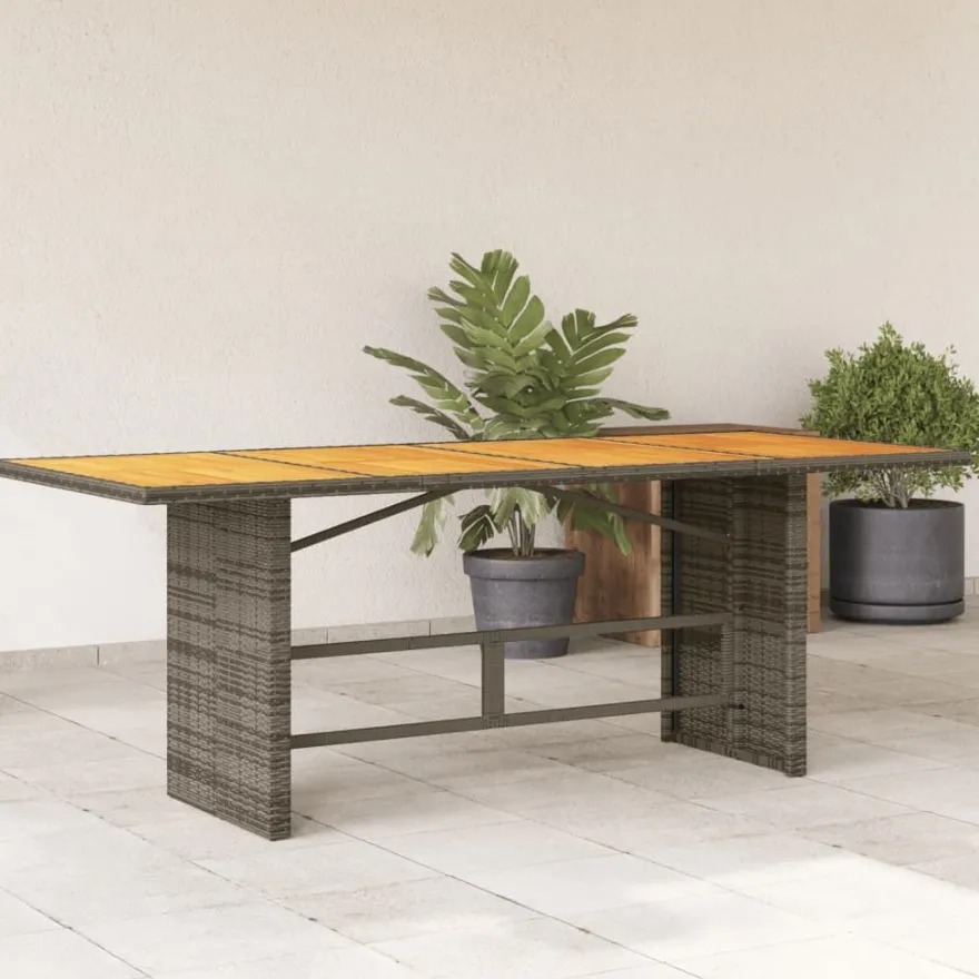 Puutarhapöytä polyrottinki, 190x80x75 cm, eri pöytälevymateriaalit ja värit (33233)