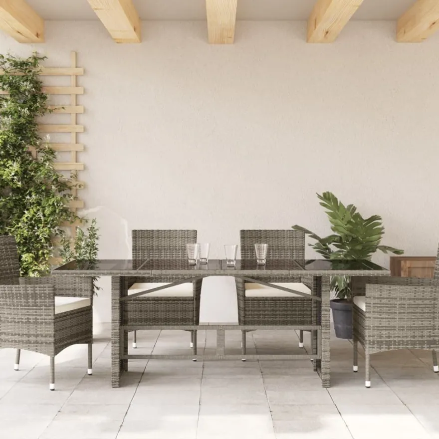 Puutarhapöytä polyrottinki, 190x80x75 cm, eri pöytälevymateriaalit ja värit (33233)