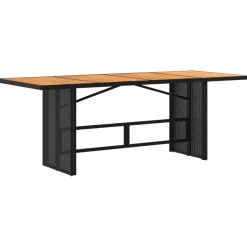 Puutarhapöytä polyrottinki, 190x80x75 cm, eri pöytälevymateriaalit ja värit (33233)