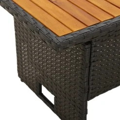 Puutarhapöytä, 100x50x43/63cm, akasiapuu ja polyrottinki, eri värejä