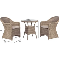 Puutarharyhmä Home4You TOSCANA, 2 tuolia, beige