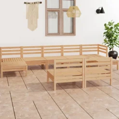 Puutarhasohvasarja, pöydällä, mänty, 9-osaa, eri värivaihtoehtoja
