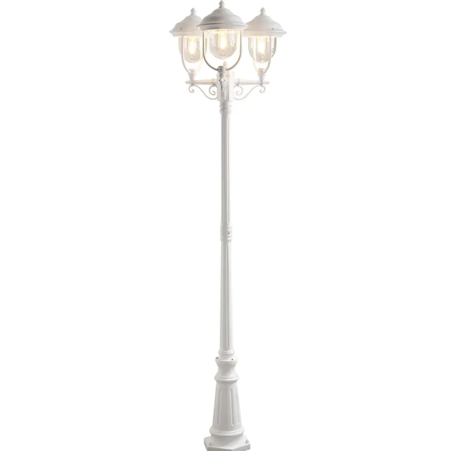 Pylväsvalaisin Konstsmide Parma 7227-250, valkoinen matta, 3-haarainen, 2180mm
