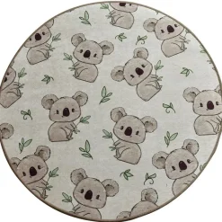 Pyöreä lastenhuoneen matto Linento Koala, Ø100cm, harmaa