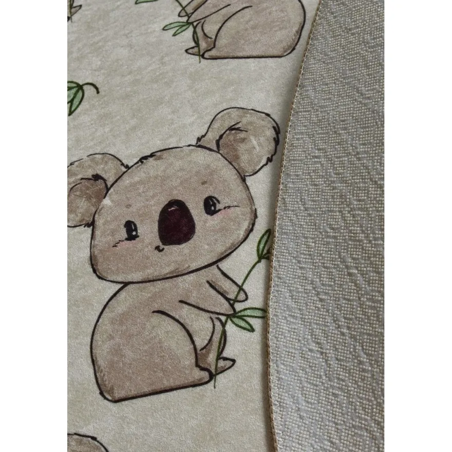 Pyöreä lastenhuoneen matto Linento Koala, Ø100cm, harmaa