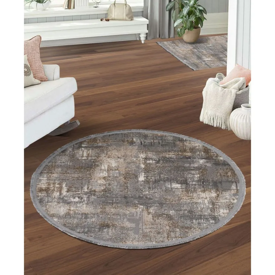 Pyöreä matto Linento Notta 1107 Ø100cm harmaa/beige