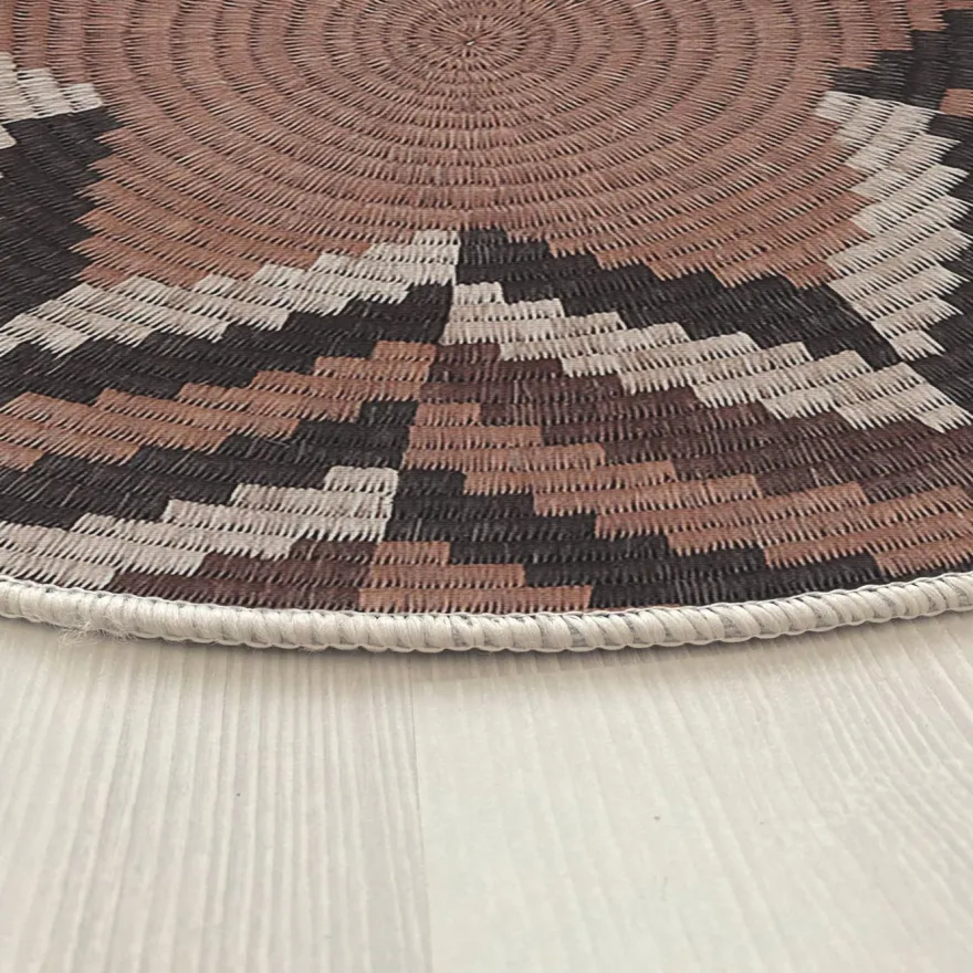 Pyöreä matto Linento Woopamuk518, Ø120cm, ruskea
