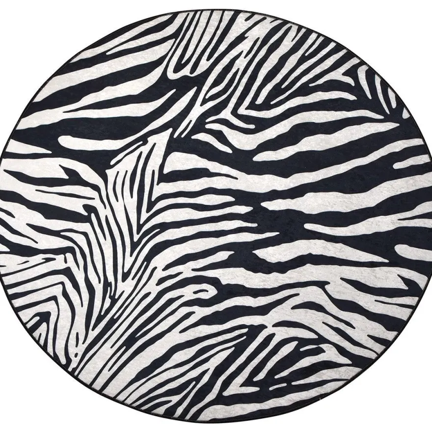 Pyöreä matto Linento Zebra mustavalkoinen, eri kokoja