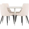 Pyöreä ruokailuryhmä Venture Home, Ø120cm beige Plaza-pöytä + 4 beigeä Leone-tuolia, vakosametti