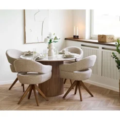 Pyöreä ruokapöytä House Nordic Athens, valkoinen/ruskea, eri kokoja